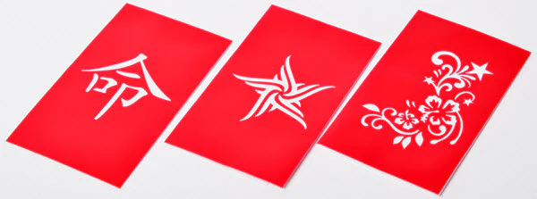 3 Stencils For Tattoo Spray: Kanji, Flowers & Star