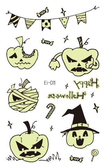 5 Pumpkins glow in the dark Halloween temporary tattoo - Image 2