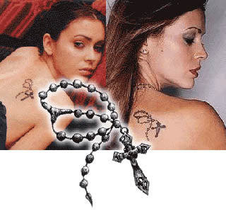 Alyssa Milano - Charm Cross Tattoo - Image 3