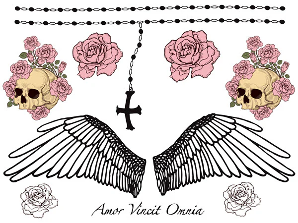 Amor Vincit Omnia Skulls & Roses (10 Tattoos)