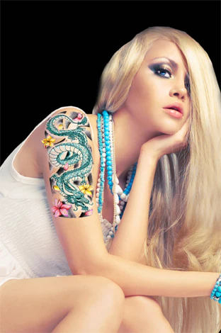 Asian Flower Dragon Tattoo - Image 2