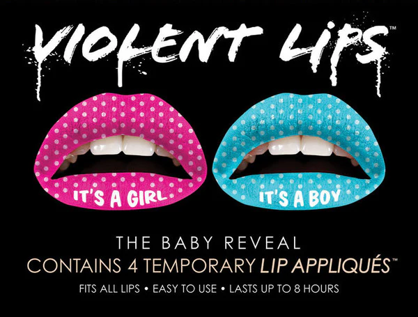 Baby Reveal (Boy/Girl) Violent Lips (4 Lip Tattoo Sets) - Image 2