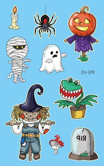 Bird Catcher, Frog, Pumpkin, Spider,... Glow in the Dark Halloween Tattoo