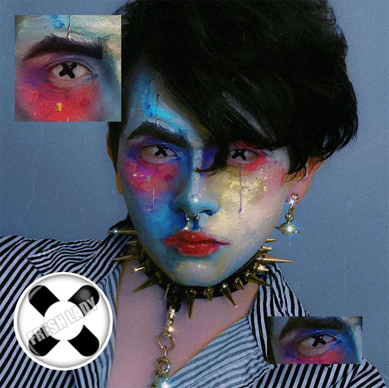 Black Cross Coloured Contact Lenses - Image 6