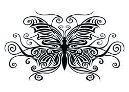 Black Fantasy Tribal Butterfly Tattoo