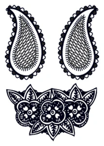 Black Henna Flowers & Leaves Tattoo