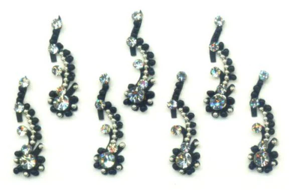Black Silver Designer Bindis (7 Bindis)
