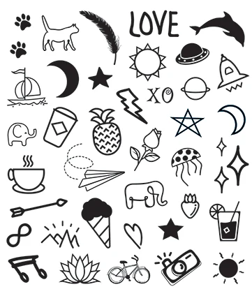 Black Tiny Tats Tattoo Set 3