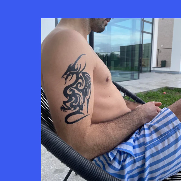 Black Tribal Dragon Temporary Tattoo
