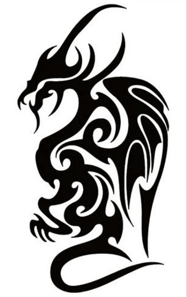 Black Tribal Dragon Temporary Tattoo - Image 2