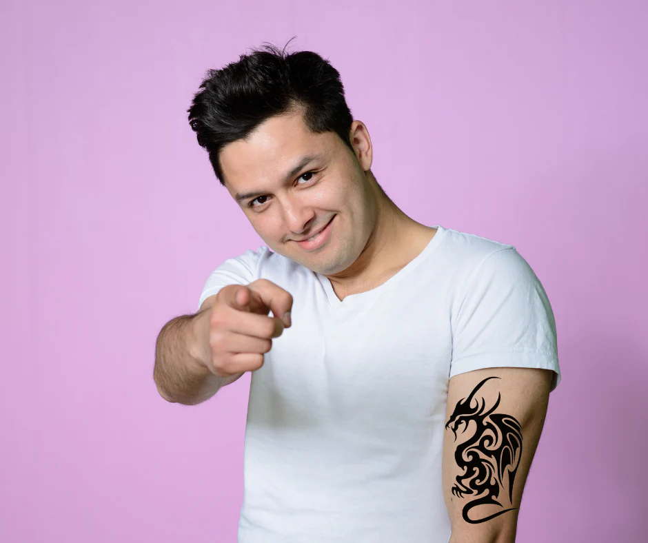 Black Tribal Dragon Temporary Tattoo - Image 3
