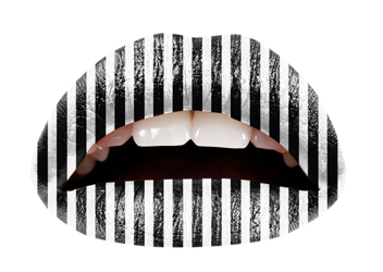 Black & White Stripes Violent Lips