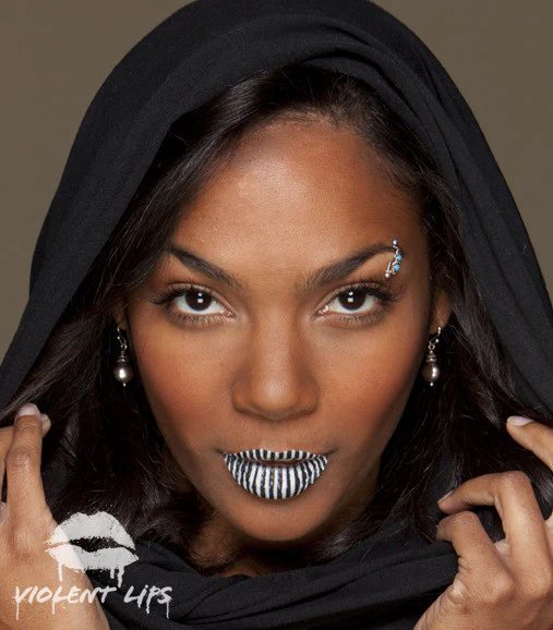 Black & White Stripes Violent Lips - Image 2