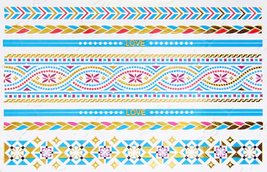Blue and Gold Metallic Bracelets (7 tattoos)