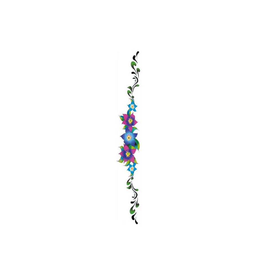Blue and Purple Flowers Long Body Tattoo