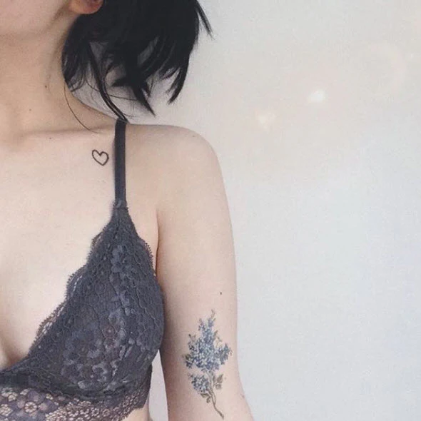 Blue Flowers Branch Tattoo - Image 3