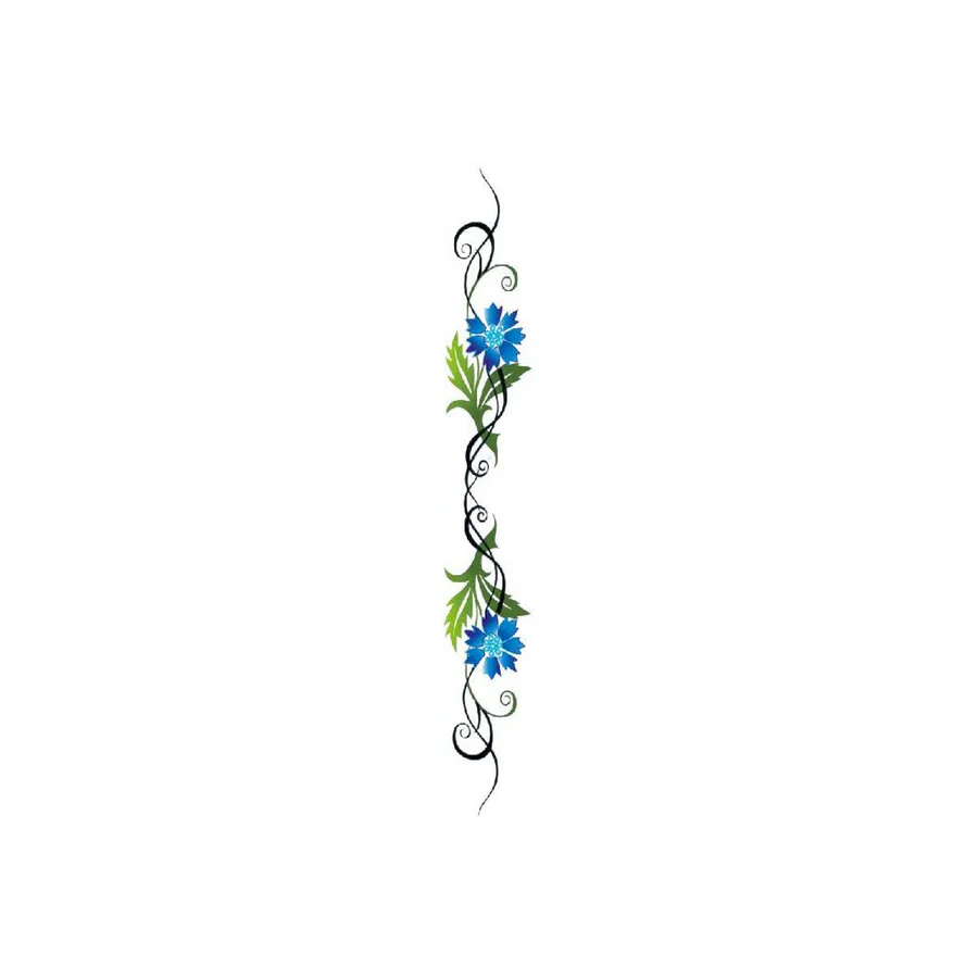 Blue Flowers Long Body Tattoo - Image 3