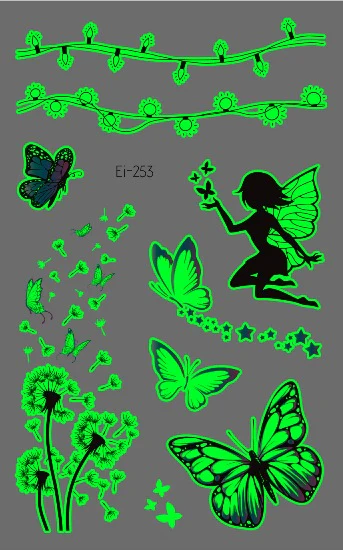 Blue-Purple Butterfly Glow in the Dark Temporary Tattoo - Image 2