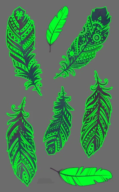 Blue-Purple Feather Glow in the Dark Temporary Tattoo - Image 2
