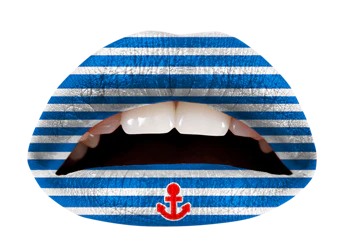Blue & White Anchor Violent Lips (3 Lip Tattoo Sets) - Image 3