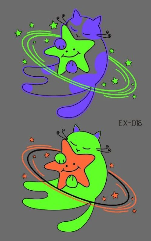 Cat in Love Glow Temporary Tattoo - Image 2