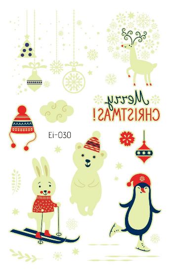 Christmas Animals Glow Temporary Tattoo