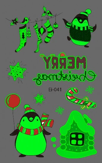 Christmas Penguin Glow Temporary Tattoo - Image 2