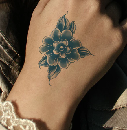 Classic Blue Flower Temporary Tattoo