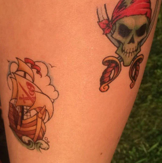 Classic Vintage Pirate Ship Tattoo - Image 3