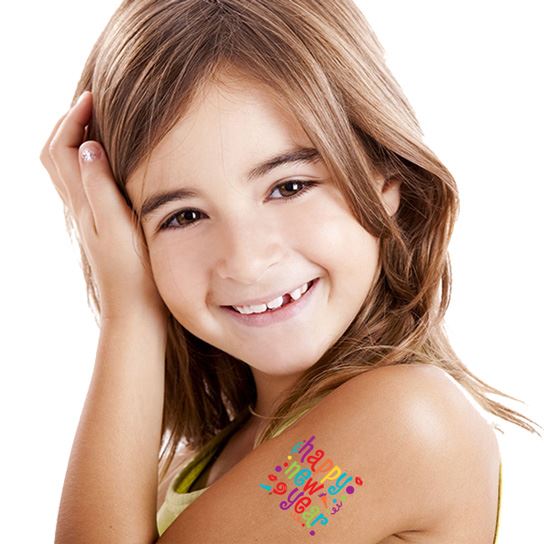 Colorful Happy New Year Temporary Tattoo - Image 2