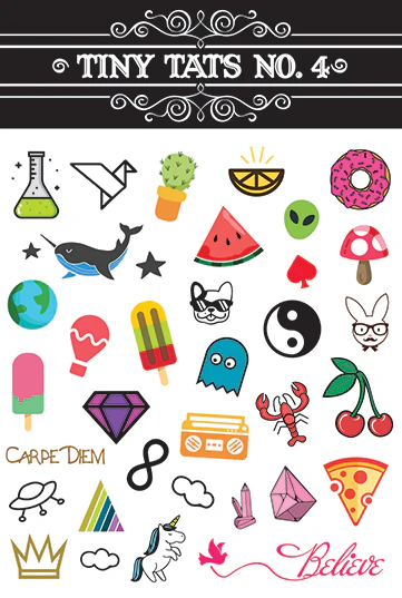 Colorful Tiny Tats Tattoo Set 4