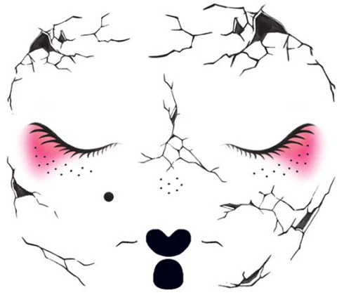 Cracked Doll Face Costume Tattoo - Image 2