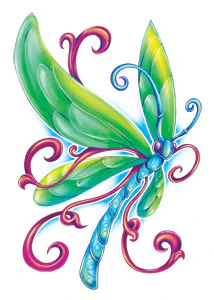 Cute Dragonfly Glitter Tattoo