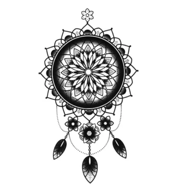 Dream Catcher with Flowers Temporary Tattoo - Image 2