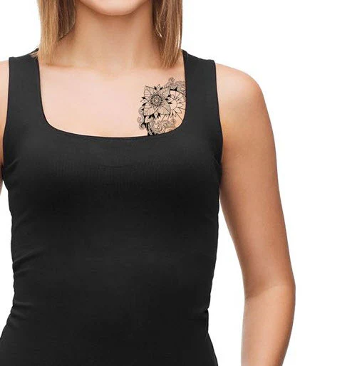 Elegant Black Flower Tattoo - Image 2