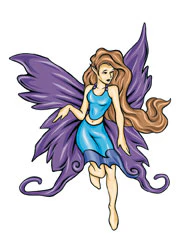 Fairy Long Brown Hair Tattoo