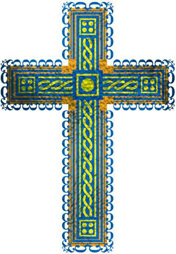 Fancy Cross Orange-Green Tattoo - Image 2