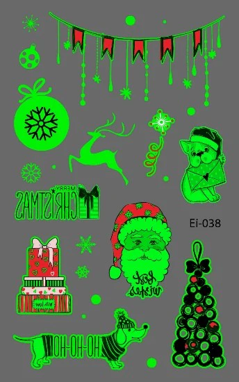Father Christmas with Dog Glow Temporary Tattoo - Image 2