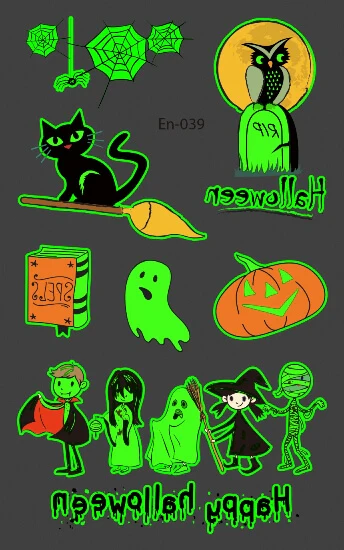 Freaky Friends Glow in the Dark Halloween Ephemeral Tattoo - Image 2