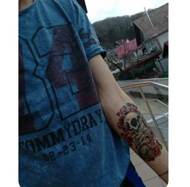 Freedom Skull & Roses Sleeve Tattoo - Image 6