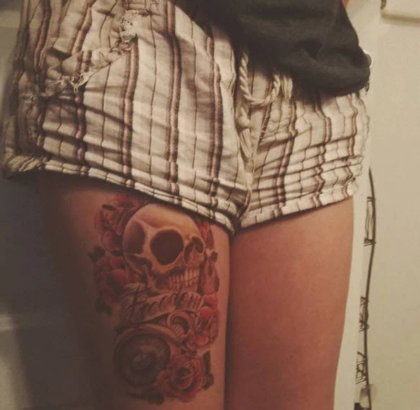 Freedom Skull & Roses Sleeve Tattoo - Image 7