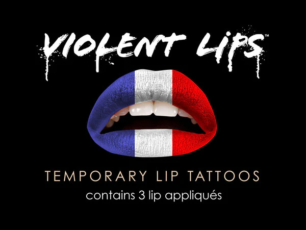 French Flag Violent Lips (3 Lip Tattoo Sets)