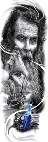 Full Sleeve Arm/Leg Tattoo Old Ship's Man