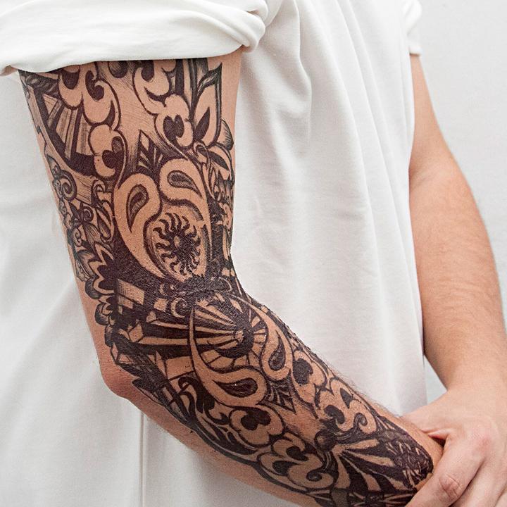 Full Sleeve Arm Tattoo Handmade Drawing - Tattoonie - Image 3