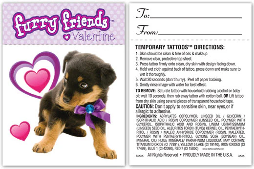 Furry Friends Valentine's Day Tattoo Card - Image 2