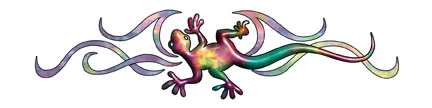 Gecko Tribal Color Tattoo