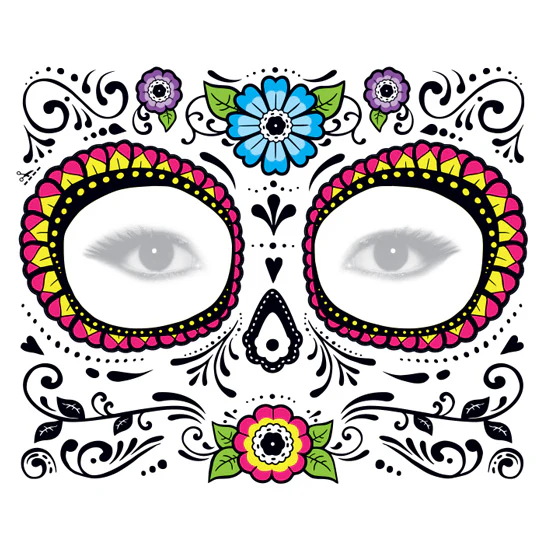 Glitter Flowers Face Mask Tattoo