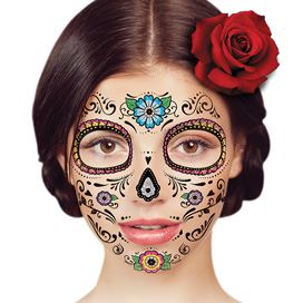 Glitter Flowers Face Mask Tattoo - Image 2