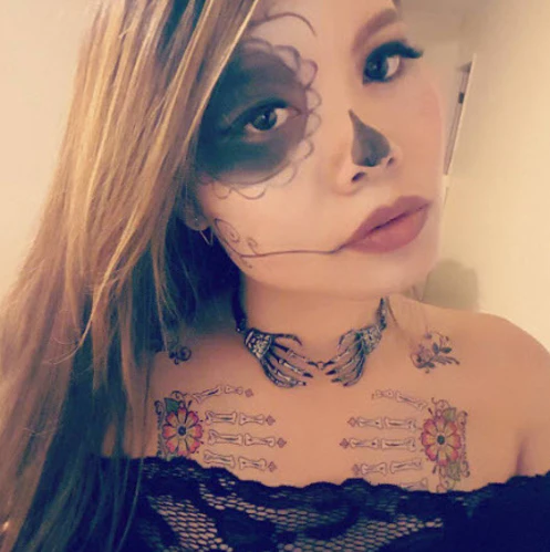 Glitter Flowers Hand Bones Tattoo - Image 3
