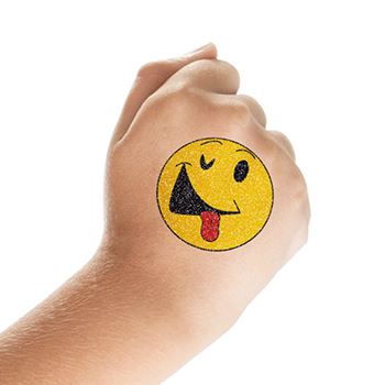 Glitter Happy Smiley Tattoo - Image 2